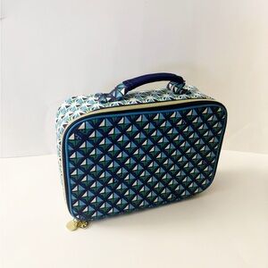 Tory Burch Blue Geometric Insulated Lunch Bag
